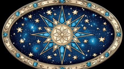 Fototapeta premium Celestial Starburst Design Ornate Frame Decor