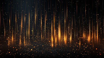 Gold falling light streaks create a glamorous abstract background
