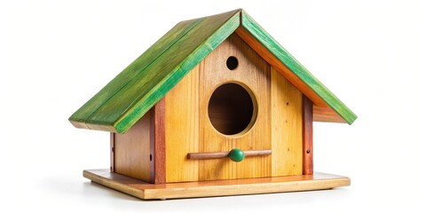 Wooden Birdhouse on White Background