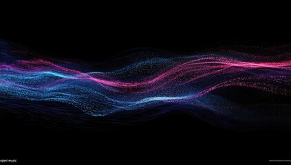 Abstract digital particles flowing, dark background