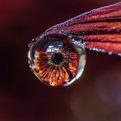 A close up of a drop of water on a flower