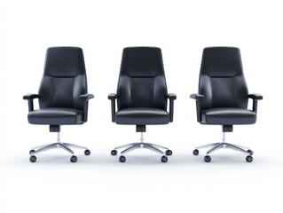 Fototapeta premium three black office chairs