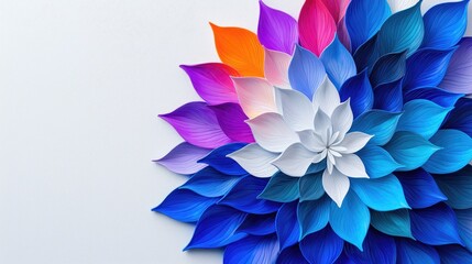 Colorful paper flower arrangement, studio shot, white background, design element