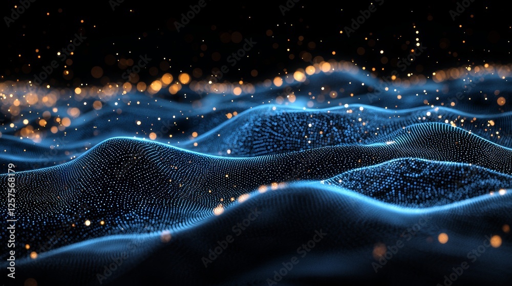Poster a 3d rendering of an abstract shape undergoing chaotic deformation, symbolizing the concept of data 