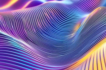 Speed of light in space on a dark background. An abstract backdrop featuring blue, yellow, and orange neon hues. 3D render