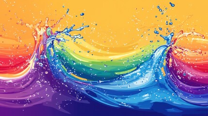 Vibrant spectral liquid motion against sunny backdrop for captivating visuals