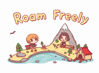 Fototapeta premium Roam Freely: Customizable Adventure Map Graphics