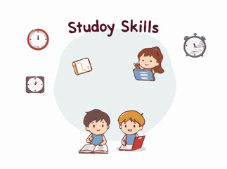 Study Skills and Time Management Tips Vector Illustration Collection
