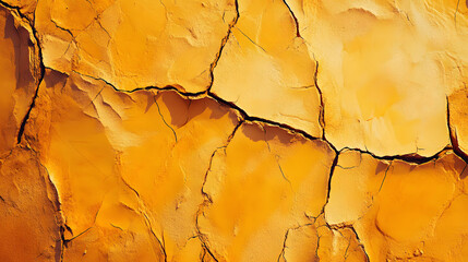 Naklejka premium Arid Landscape of Cracked Golden Earth Texture Background