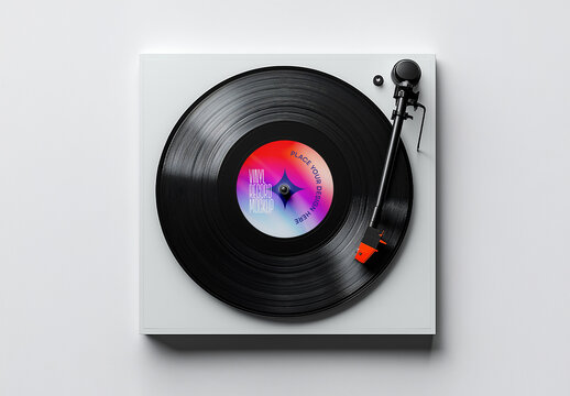 Premium Vinyl Record Mockup Template &ndash; Realistic LP Sleeve, Album Cover & Analog Music Disc Design for Branding & Presentation
