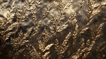 Golden Embossed Floral Design on Textured Fabric