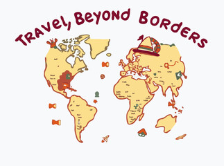 Fototapeta premium Travel Beyond Borders: Global Adventure Map Vector