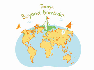 Naklejka premium Travel Beyond Borders: Global Adventure Map Vector