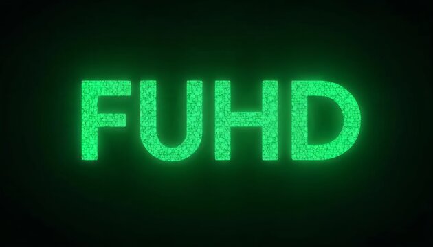 Luminous FUHD Text Display Against Dark Background, Display Technology Concept