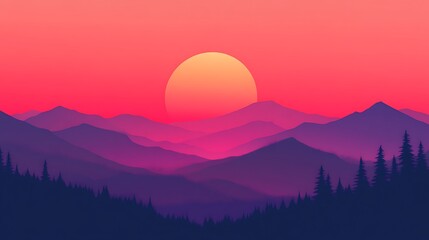 Fototapeta premium Majestic Mountains Sunset Landscape Vivid Colors