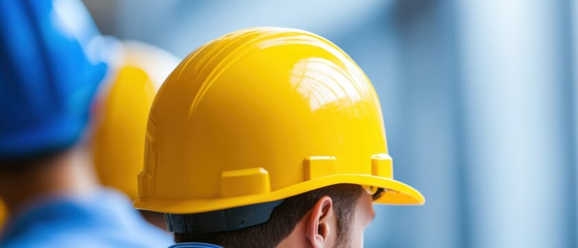 construction workers wearing hard hats