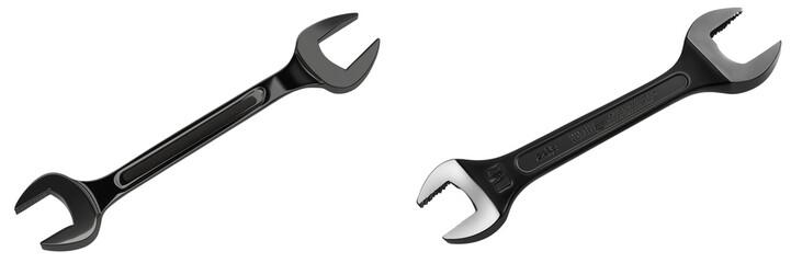 Fototapeta premium Set of Quail eggs in a wooden bowl, isolated on white background - Set of a hand wrench, isolated on white background.