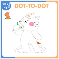 children's educational game. logic game. connect the dots by numbers. handwriting training. coloring book. ginger cats.	
