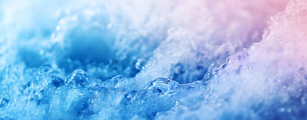 Fototapeta premium Closeup of Icy Texture with Blue and Pink Hues a Frosty Winter Wonderland Scene