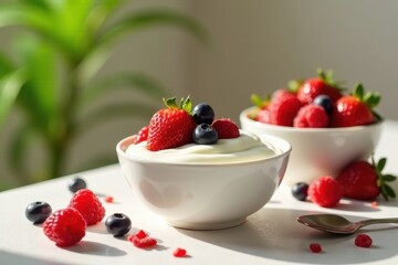 Creamy Yogurt Parfait with Fresh Berries and Sunlight