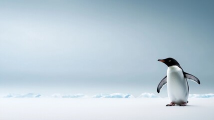 Obraz premium A penguin standing on top of a snow covered ground