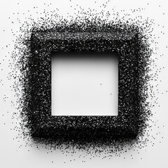 silver glitter square frame on a transparent background, illustration, png, clip art