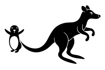 Kangaroo and Otter Vector Illustration - Silhouette, SVG, PNG, EPS, and AI Files for T-Shirts and Prints