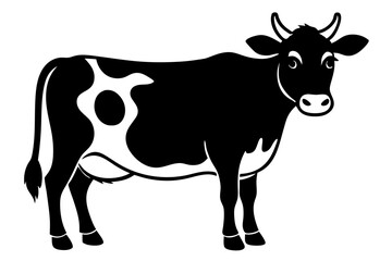 Black and White Cow Silhouette Vector - SVG, EPS, PNG, AI Files for Print & Digital Use