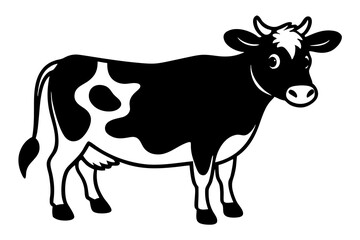 Black and White Cow Silhouette Vector - SVG, EPS, PNG, AI Files for Print & Digital Use