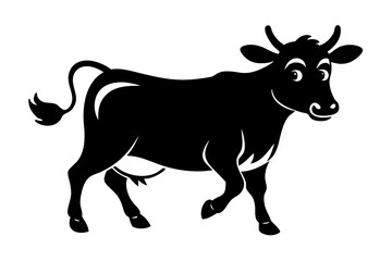 Black and White Cow Silhouette Vector - SVG, EPS, PNG, AI Files for Print & Digital Use
