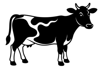 Black and White Cow Silhouette Vector - SVG, EPS, PNG, AI Files for Print & Digital Use
