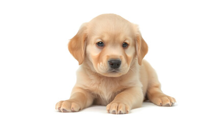 a puppy Golden Retriever dog isolated on white background.