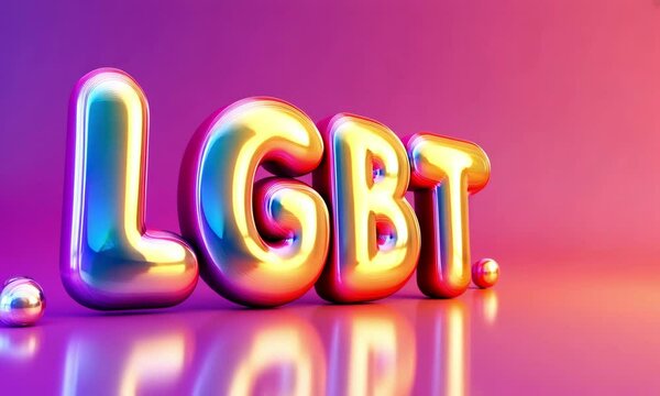 Colorful artistic display celebrating LGBT pride with vibrant letters in a creative setup