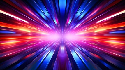 カラフルな光が放射状に並ぶスピード感のあるデジタル背景