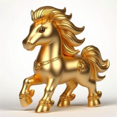 gold horse isolated on white background