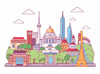 Obraz premium Reimagined Landmarks in a Modern Style