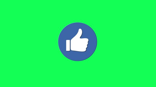 like button pop up animation on green screen background. Social media icon symbol. Like Symbol Icon Animation on Green Screen Background. Emoji Animated. Like react emotion icon animated.