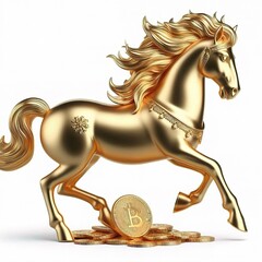 gold horse isolated on white background