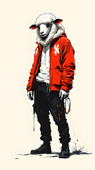 The image of the sheep has unique lines and color.