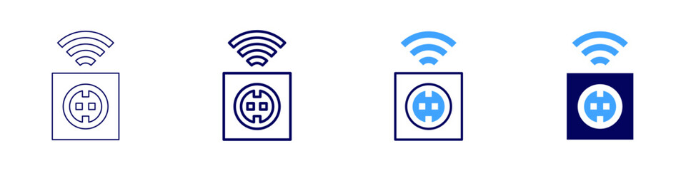 Fototapeta premium Smart auto socket icon in 4 different styles. Thin Line, Line, Bold Line, Duotone. Duotone style. Editable stroke