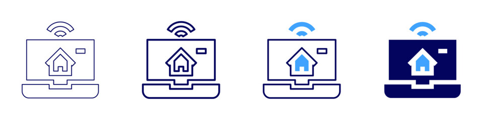 Smart home climate control icon in 4 different styles. Thin Line, Line, Bold Line, Duotone. Duotone style. Editable stroke