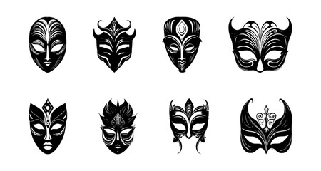mask silhouette set, isolated background
