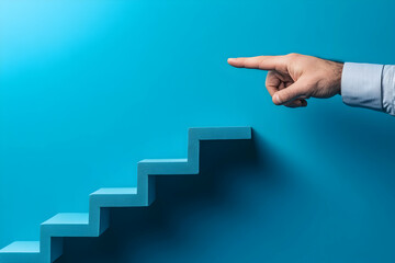 hand with blue arrow