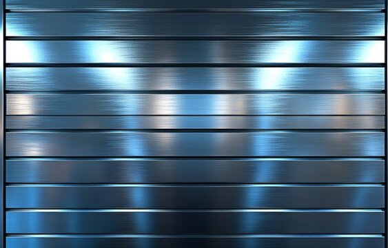 Metal shutters that are gray, set against a horizontal texture of galvanized sheet metal