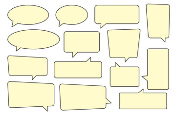 Chat bubble in yellow, speech bubble, message box set. Yellow background quotespeech bubble.