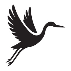 Crane bird flying silhouette vector illustration wildlife theme