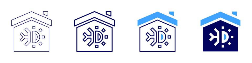 Smart thermostat technology icon in 4 different styles. Thin Line, Line, Bold Line, Duotone. Duotone style. Editable stroke