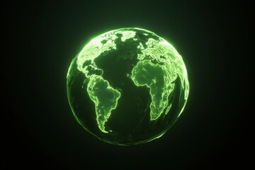 Fototapeta premium glowing green Earth in dark space.