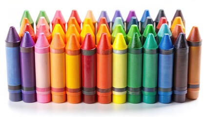Colorful Crayons on White Background