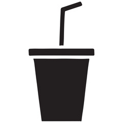 Vector Illustration of a Drink with Straw Symbol in Black